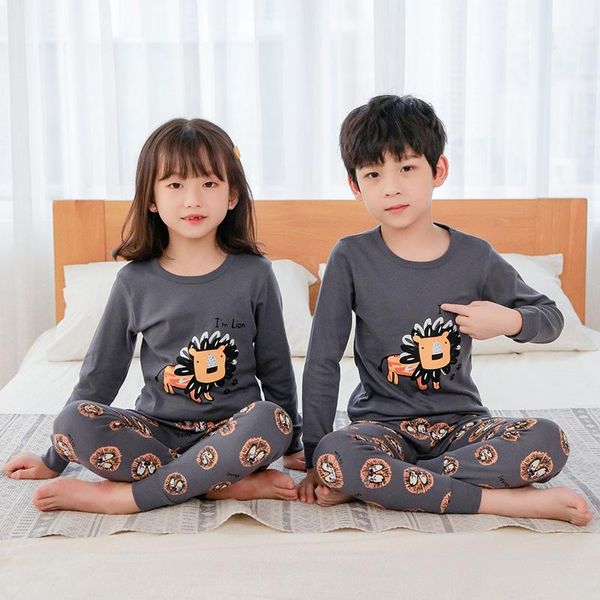 

pajamas kids sleepwear baby girl spring cotton sets boys homewear children pyjamas nightwear 2-14y teenagers clothes, Blue;red