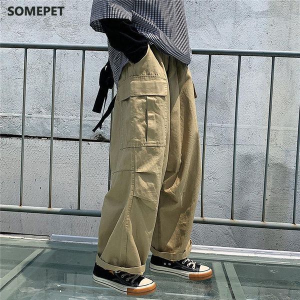 

women's pants & capris streetwear khaki cargo women korean fashion hippie black wide leg trousers for female kpop oversize joggers, Black;white