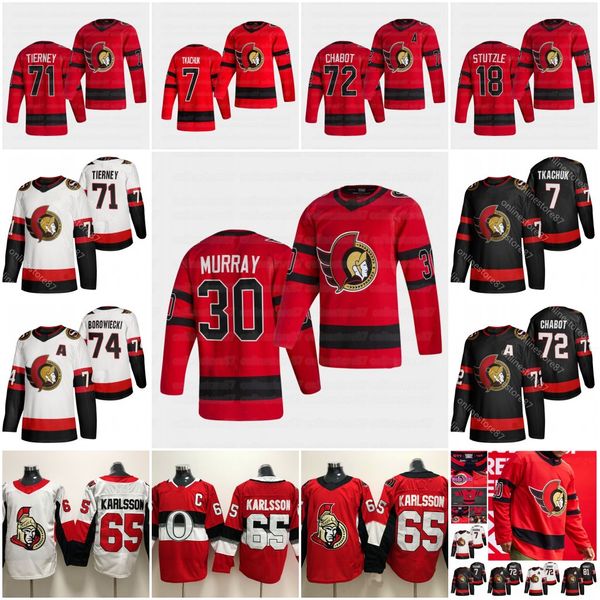

ottawa senator 30 matt murray 2021 reverse retro hockey jersey tim stutzler stuzler thomas chabert connor brown brady tkachuk chris tierney, Black