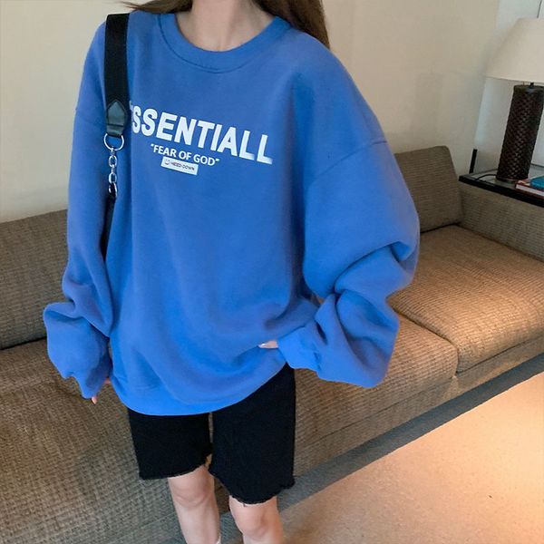 

2021 new autumn college style loose letter print sweatshirt all-match fashion temperament long-sleeved hoodie women 2uxy, Black