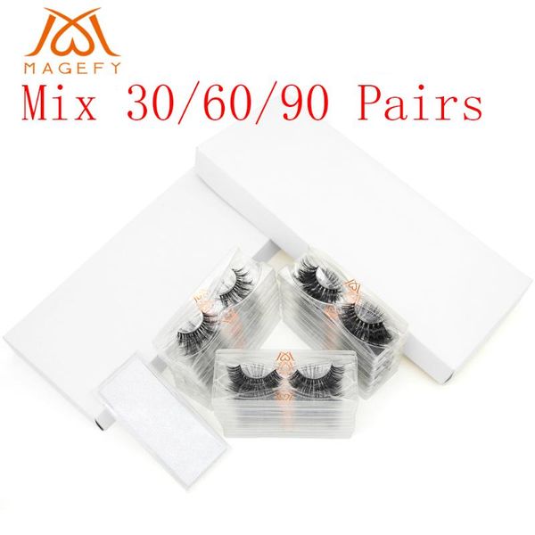 

false eyelashes magefy 30/60/90/120/150 pairs 3d mink handmade full strip lashes makeup faux cilios