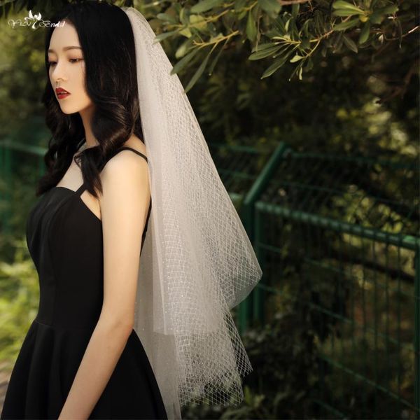 

bridal veils lzp557 shoulder length short veil glittering multilayer wedding, Black