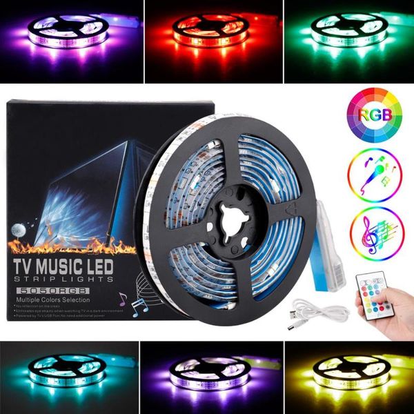 

party decoration led strip mic rgb flexible light 16 colors 5v smart ribbon tape hdtv tv deskscreen backlight christmas lights