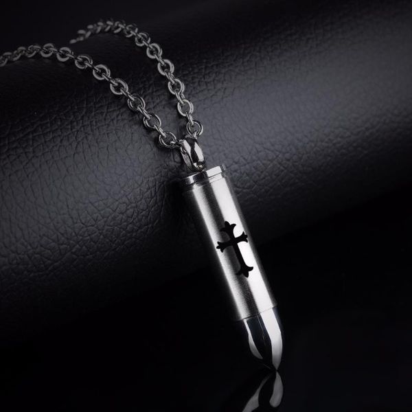 

pendant necklaces keepsake memorial jewelry shaped cremation urn necklace in stainless steel - cross, dragon, black, Silver