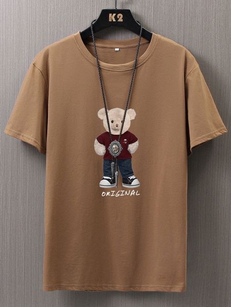 

men bear & letter graphic tee c83v#, White;black