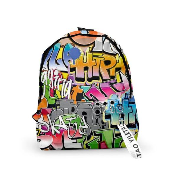 

backpack kawaii 3d print backpacks graffiti teenager students school bags men/women outside travel waterproof oxford