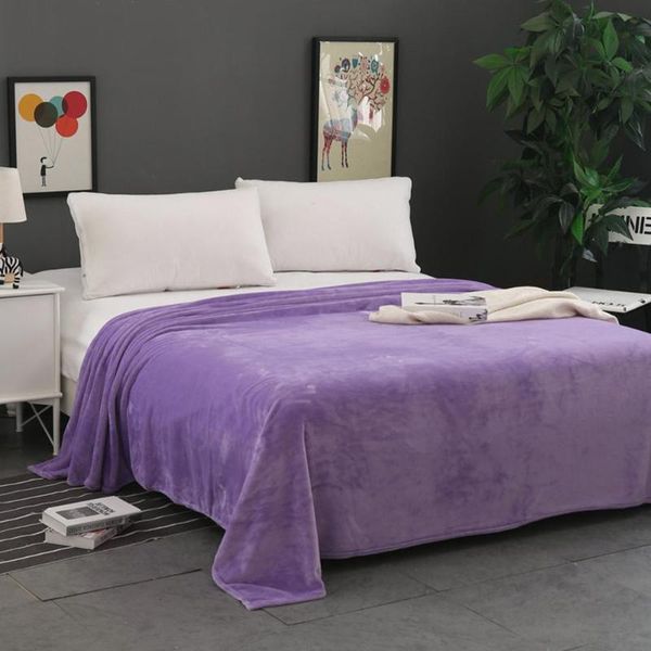 

blankets home bedding plush blanket solid color soft warm flannel sleep flat