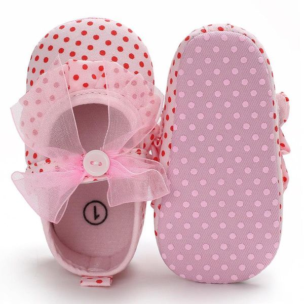 

first walkers toddler born baby girl soft sole cotton shoes polka dot bow anti-slip princess 0-18m for girls
