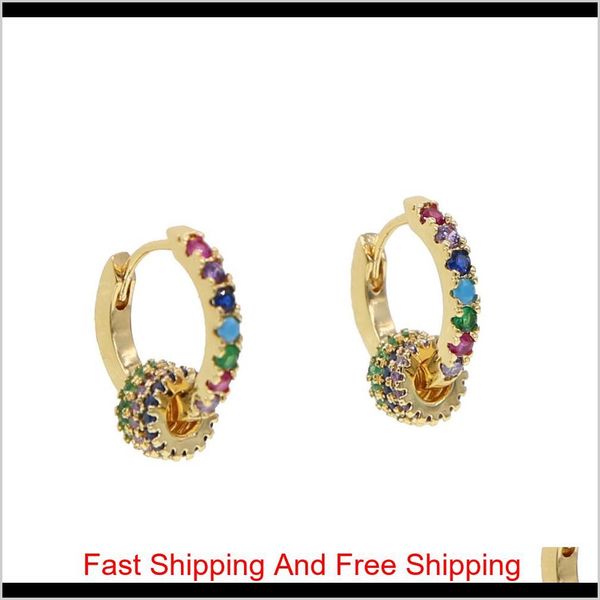 

small hoop with colorful cz circle floating beads unique fashion women girl mix cz color huggie small hoop earring lnrxg av7zw, Golden;silver