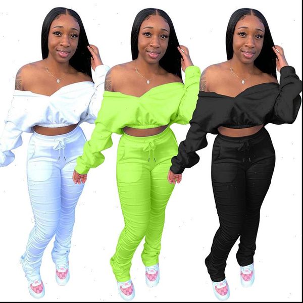 

wholesale clothing women two piece sets v neck long sleeve crop and pants set stacked leggings set dropshipping, Gray