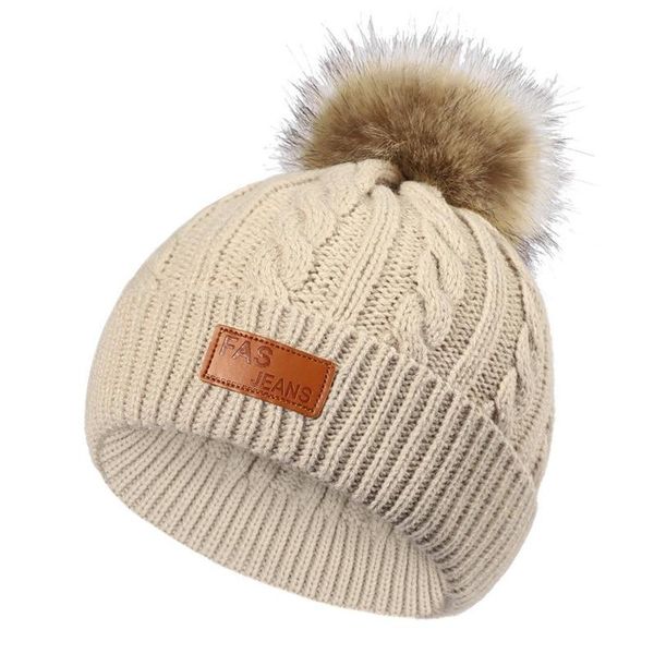 

beanies winter warm baby hat pompon children hats knitted cute cap for girls boys caps casual solid color kids