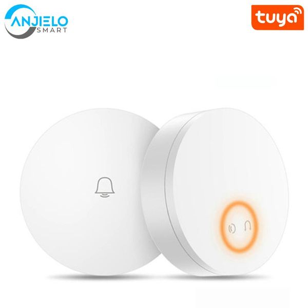 

anjielosmart tuya wireless no batteries doorbell, waterproof wall plug-in cordless door chime kit with 300m range, 36 chimes