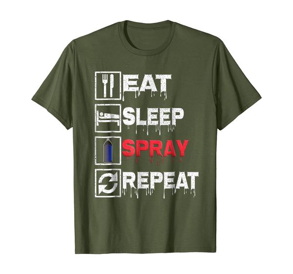 

eat sleep spray repeat wall art spray can graffiti tee shirt, White;black