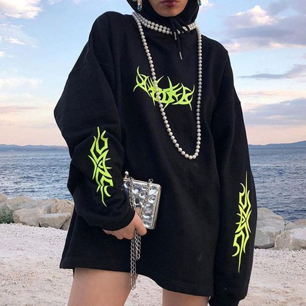 

gothic women hoodies black velvet printed pullover long sleeve female coat spring autumn casual ladie streetwear clothes