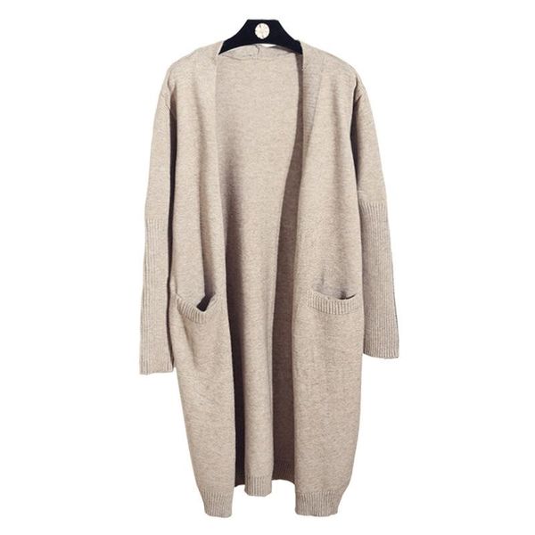 

women's knits & tees korean style autumn spring cardigans open stitch solid sweaters female with pockets fad casual knitted outwear lad, White