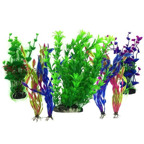 

artificial aquatic plants, 7 pcs large aquarium plants plastic fish tank decorations, vivid simulation plant creature aquarium l