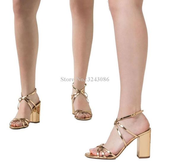

dress shoes women gold strappy chunky heel sandals fashion concise style lady large size banquet heels dropship, Black