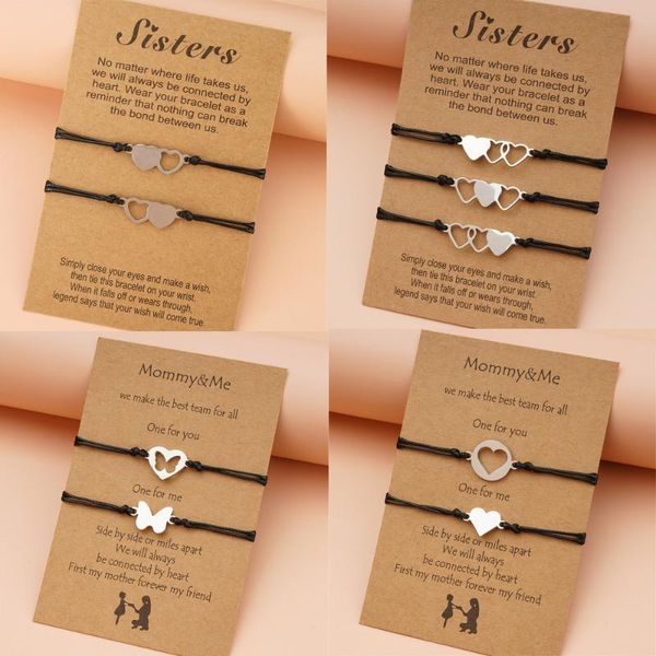 

charm bracelets mother daughter set 2pcs mommy and me matching stainless steel love heart butterfly jewelry gift mother's day bracelet, Golden;silver