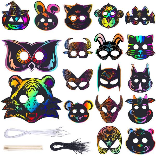

toys animal mask scratch paper creative children christmas easter halloween painting