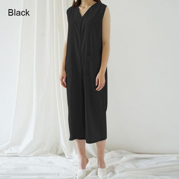 

women's jumpsuits & rompers celmia s-5xl sleeveless vintage women linen 2021 casual loose wide leg playsuits office ladies overalls, Black;white
