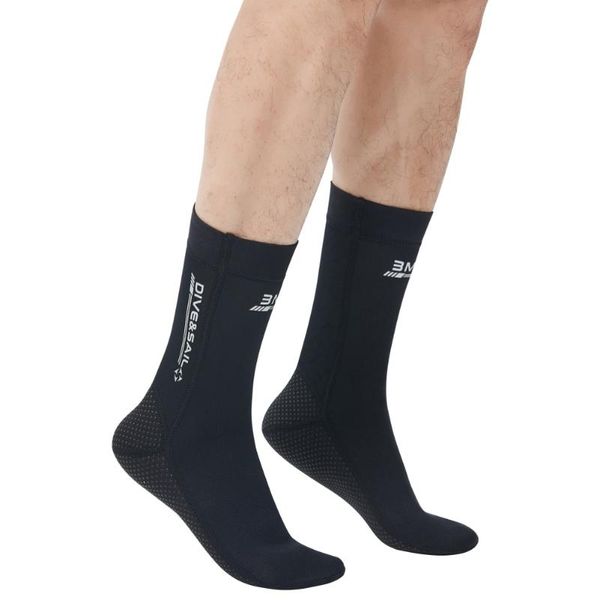 

sports socks anti-slip 3mm neoprene diving socks+caps heat and abrasion resistant winter swimming thickened, Black
