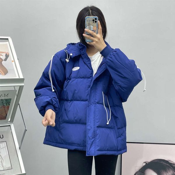 

short down jacket women's hooded fashion loose thickened white duck design sense of bread suit, Black