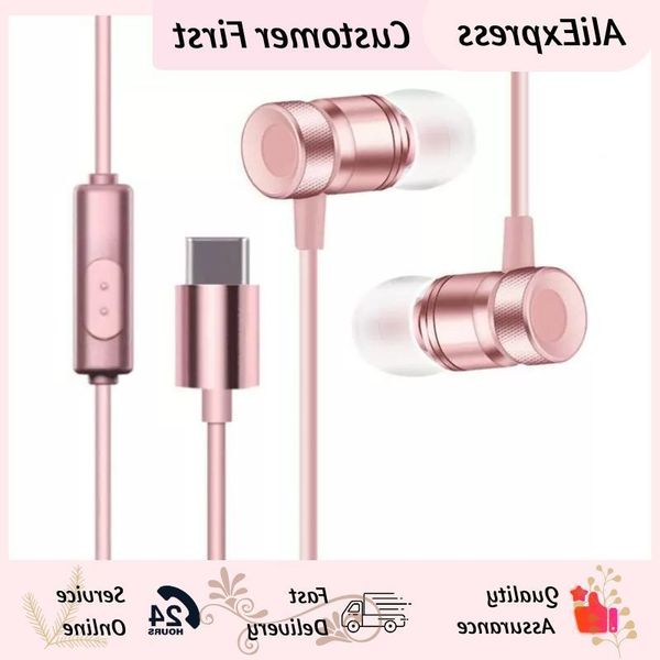 

usb c type c plugs stereo headphones for xiaomi huawei mp3 player universal headphones wired controller with microphone mobile phone headset