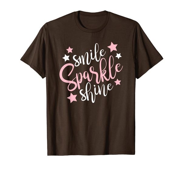 

smile, sparkle, shine with stars t-shirt for women girls, White;black
