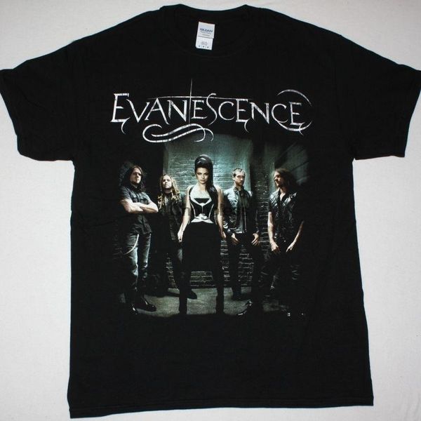 

men's t-shirts evanescence band black t shirt, White;black