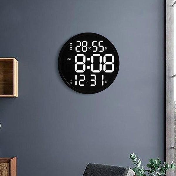 

12'' large digital wall clock modern temperature humidity clocks home decor