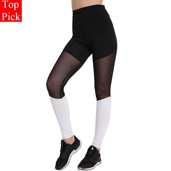 

2021 new leg mesh perspective yoga pants women slim leggins sport women fitness yoga leggings sport running pants tights, White;red