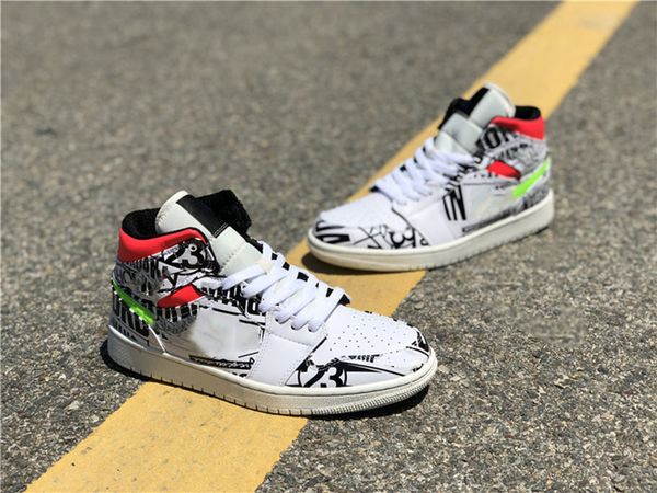 

genuine jumpman 1 men's women's basketball shoes graffiti sports shoelaces shoe box full size shiping 36--46