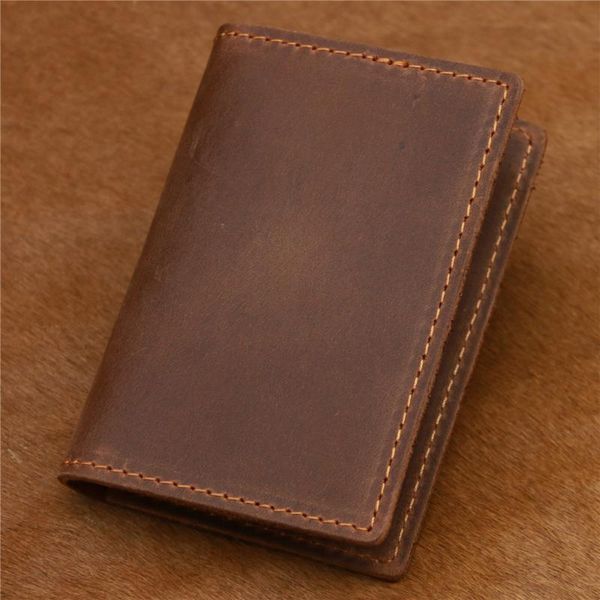 

card holders genuine cowhide leather vintage slim holder and driver license casual for men boy son husband, Brown;gray