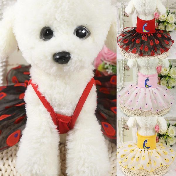 

dog apparel summer pet clothes peacock skirt princess dress puppy costume 3 colors sizes xs-xl supplier