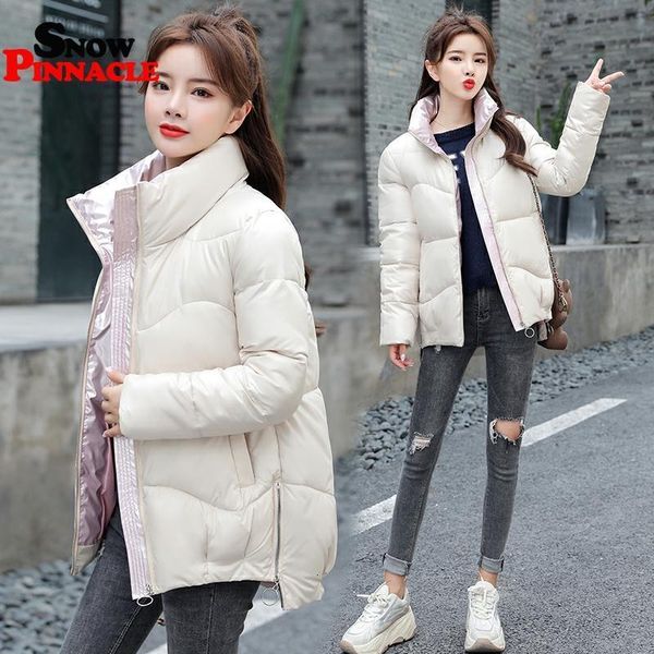 

autumn women parkas winter 2021 matte fabric thick warm female jacket casual solid outwear ja a8pw, Black