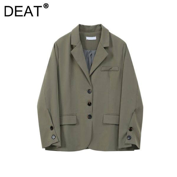 

women's suits & blazers [deat] 2021 autumn fashion tide long sleeve solid color single-breasted turn-down collar simple casual blazer w, White;black