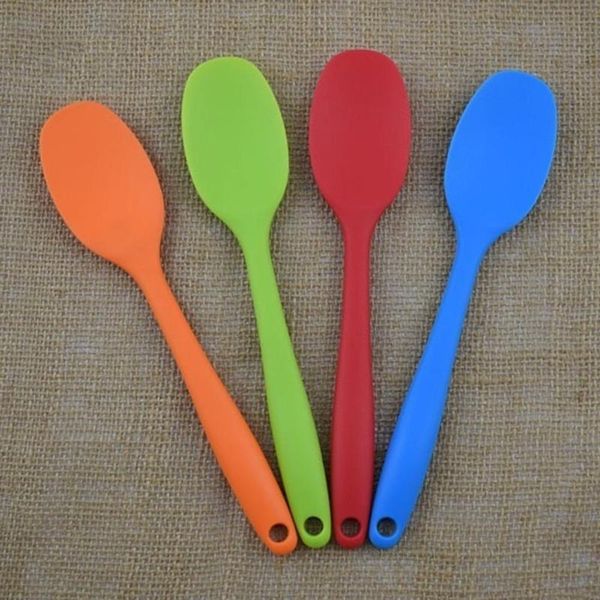 

spoons silicone long handle spatula non-stick scraper spoon kitchen cooking utensil