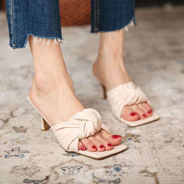 

wear slippers 2118-5 sandals women's square head soft sole with open toe french shoes in spring and summer of wqj7, Black