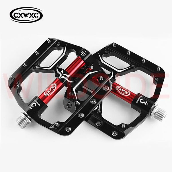 

bike pedals cxv15 wide flat mountain road cycling bicycle pedal 3 sealed bearings 9/16in aluminum alloy with removable antiskid cleats
