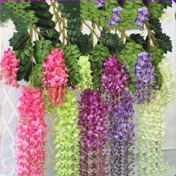

decorative flowers & wreaths 1pc artifical wedding wisteria flower simulation living room watercress plastic vine green leaf rattan party de