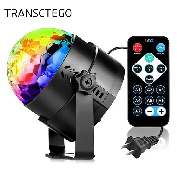 Natale LED Disco Light Soundlights Party Lights Disco Ball Suono attivato Strobe DJ Stage Lamp per la casa Halloween Proiettore Y201015