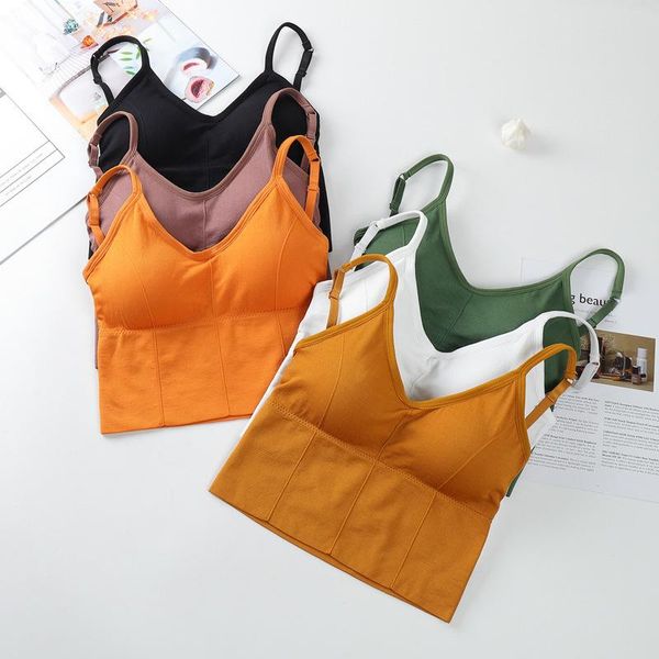 

women crop seamless underwear female tank camis lingerie intimates removable padded camisole femme sports, Black;white