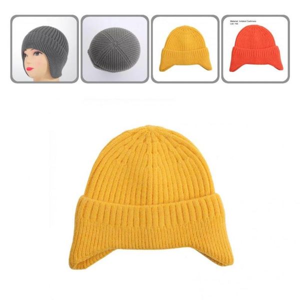 

berets fine workmanship chic stretchy ear flap beanie hat foldable cycling windproof for outdoor, Blue;gray