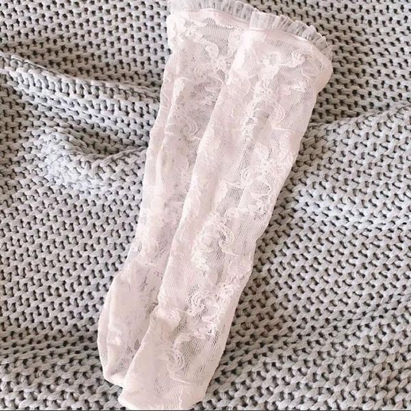 

socks girls summer lace sock mesh breath children's solid color tube skin-friendly breathable baby princess, Pink;yellow