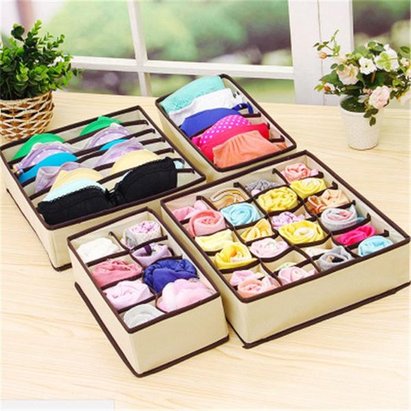 

storage drawers 4 piece set underwear bra socks tie drawer organizer box closet divider solid color wardrobe case dustproof