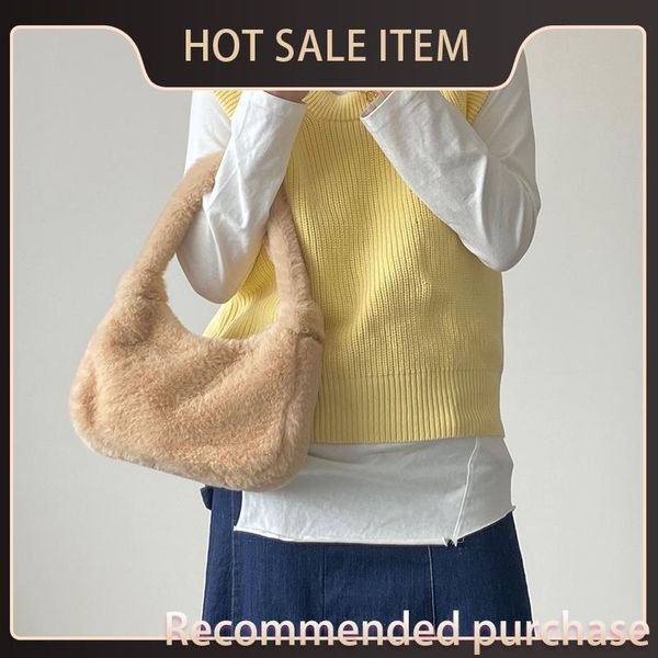 

tote plush faux winter women shoulder female fur bag underarm for bags fashion cute handbags hobos coin purse small ladies soft jwaex