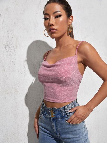 

crisscross back glitter crop cami g4rj#, White