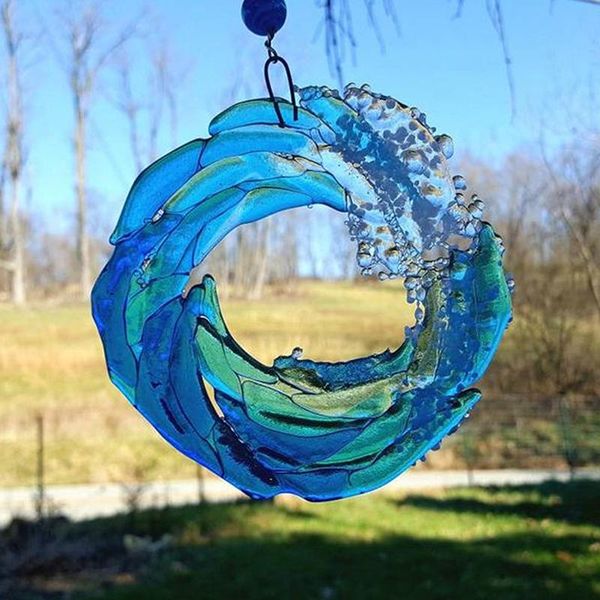 

decorative objects & figurines wave suncatcher ornament transparent resin crafts wall hanging art pendant decor for home window h88f