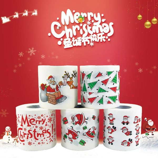 

christmas decorations 25m/roll decoration for home santa claus reindeer merry toilet paper xmas noel navidad 2021 year gift