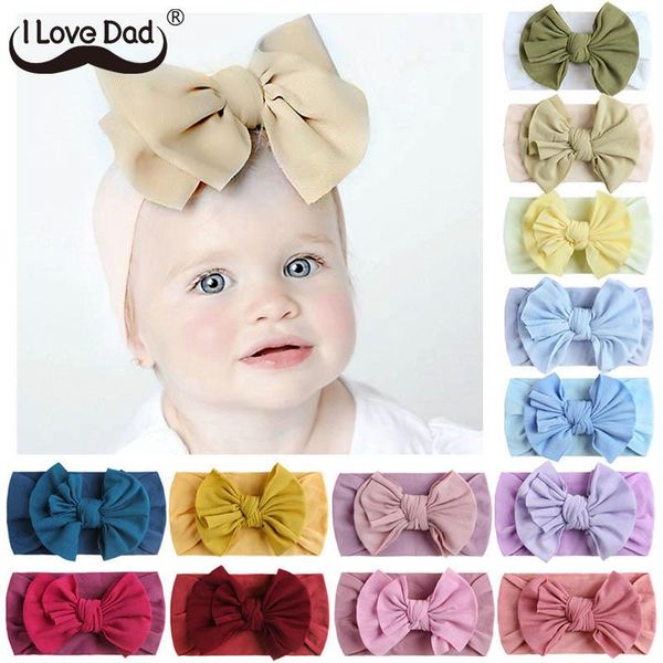 

hair accessories bows baby headband soft nylon elastic born bands for children girls turban kids headwear, Slivery;white